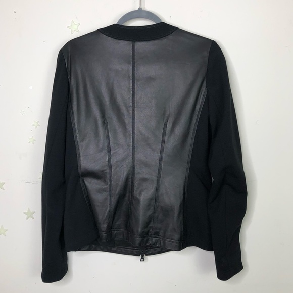 𝅺Ellen Tracy leather and fabric black moto jacket - Picture 4 of 12